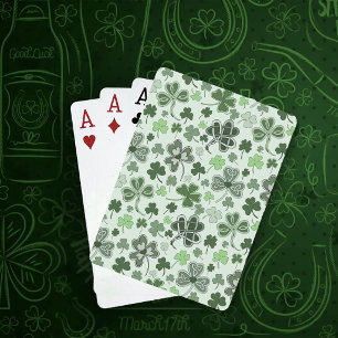 Spielerisches Hellgrünes Kleeblatt-Herzen-Muster k Spielkarten