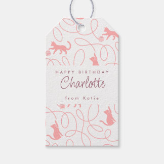 Spielerisches Hellkorallenrosa Katzenmuster Geburt Geschenkanhänger
