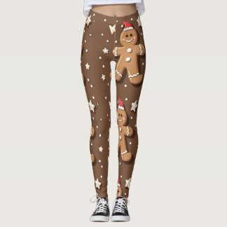 Spielerisches Lebkuchenmuster auf Brown Leggings