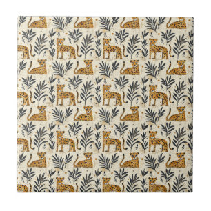 Spielerisches Leopard-Dschungelmuster Fliese