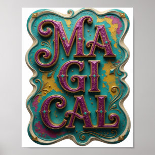 Spielerisches lila MAGISCHES fettes Design Poster
