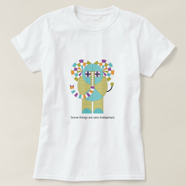 Spielerisches modernes Elefant-Steppdecken-Muster T-Shirt (Design vorne)
