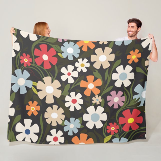 Spielerisches Multicolor-Blumengesteck mit schwarz Fleecedecke (Beispiel)