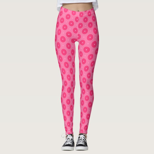 Spielerisches Pink Polka Dot Pattern - Spaß und Le Leggings (Vorderseite)