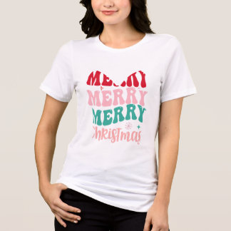 Spielerisches Retro-„Merry“-Blöcke-T-Shirt Tri-Blend Shirt