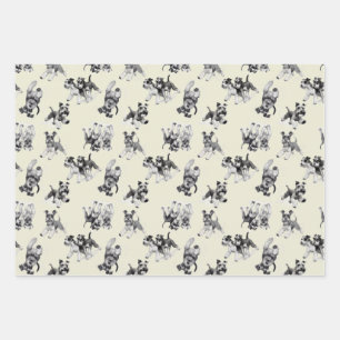 Spielerisches Schnauzer Dog Pattern Geschenkpapier Set