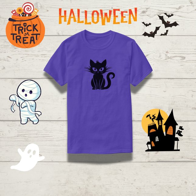 Spielerisches Schwarz-Katze-Halloween-Top T-Shirt (Von Creator hochgeladen)