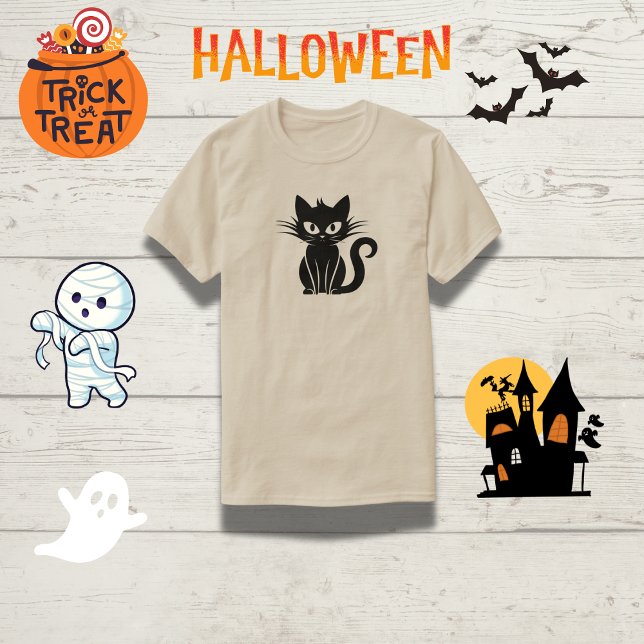 Spielerisches Schwarz-Katze-Halloween-Top T-Shirt (Von Creator hochgeladen)