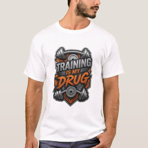 Spielerisches Silber TRAINING IST MEIN DROGEN Slog T-Shirt