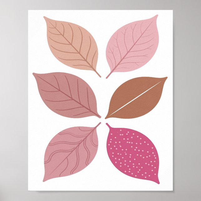 Spielerisches Silbernes HERBSTBLÄTTER Textdesign Poster (Vorne)