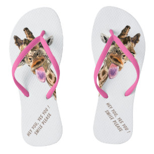Spielerisches Tongue Out Giraffe Flip Flops Fun Lä