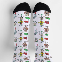 Spielerisches und spielerisches Cartoon-Muster Socken