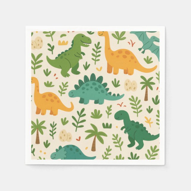 Spielerisches urzeitliches Dinosaurier-Muster Kind Serviette (Vorderseite)
