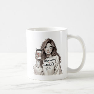 Spielerisches Winken der Frau mit Kaffee-Cup Kaffeetasse