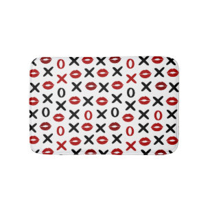 Spielerisches XO- & Roter-Lippen-Modern-Love-Muste Badematte