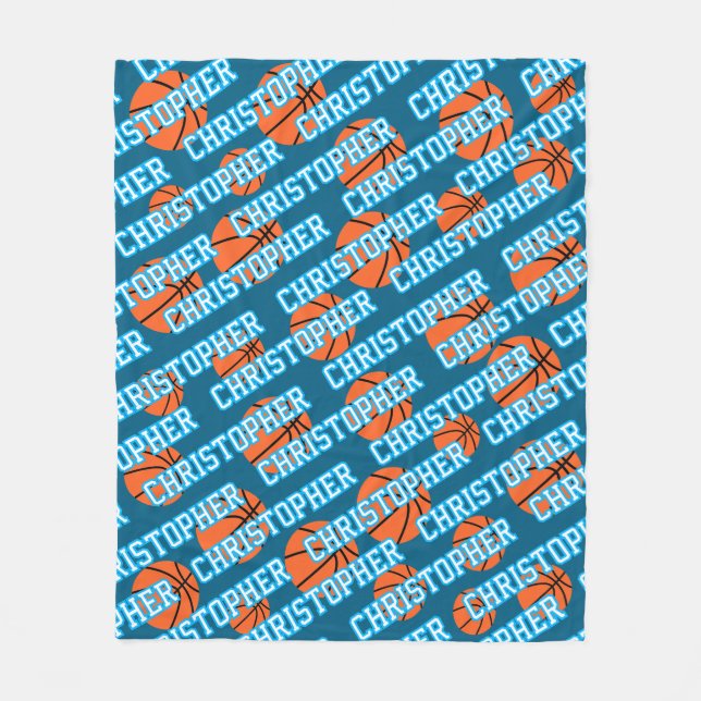 Spielername Basketball Ball Muster Fleecedecke (Vorderseite)