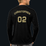 Spielername Jersey Number Mens Black Long Sleeve Tri-Blend Shirt<br><div class="desc">Erstellen Sie Ihre eigenen, personalisierten, coolen stylischen Imitate Gold Typografie / Schriftart / Drehbuch, mit Monogramm Spielername Jersey Nummer schwarz, klassische Crew Nacken, komfortabel, vorschrumpfen tri-mischung, Superior gekämmt und Ring-Spun Jersey Baumwolle, unisex lange Ärmel Shirt T - Shirt. Geben Sie einfach Ihren Namen / Spielernamen und die Player Jersey Nummer...</div>