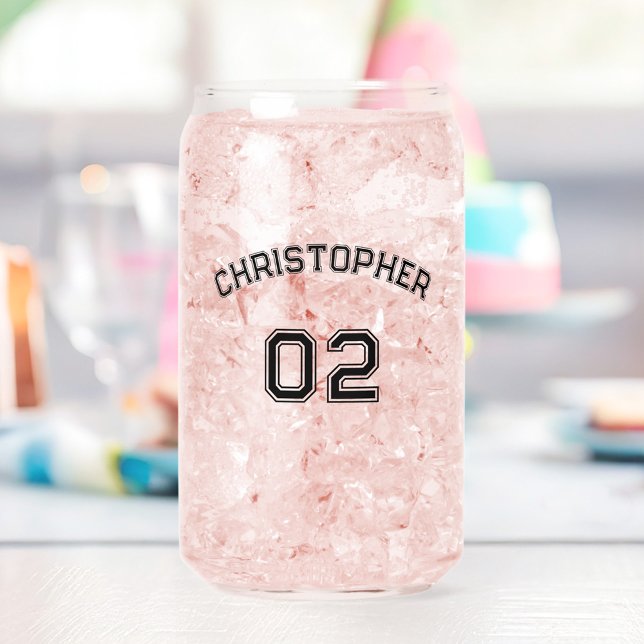 Spielername Jersey Nummer Game Day Partys Sports Dosenglas (Player Name Jersey Number Game Day Party Sports Can Glass)