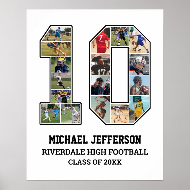 Spielernummer 10 FotoCollage des Senior Sports Tea Poster (Vorne)
