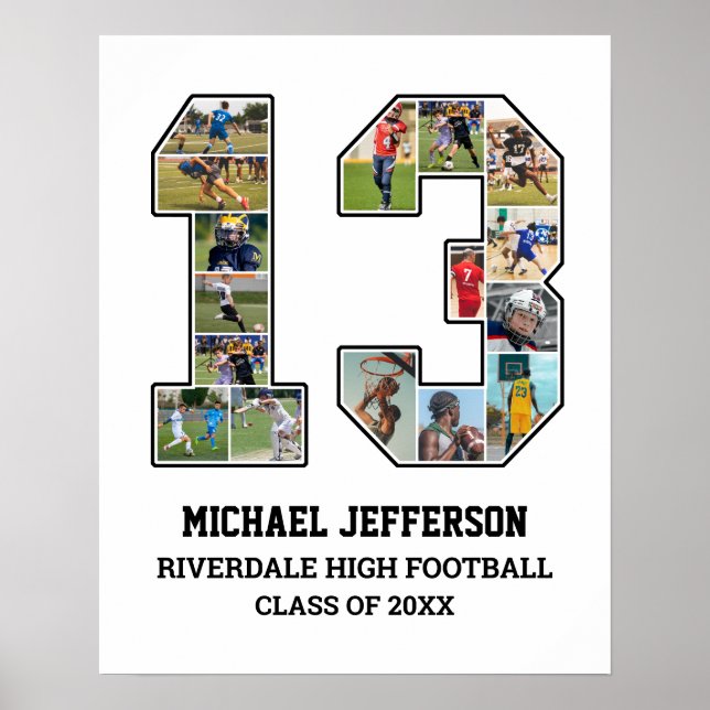 Spielernummer 13 FotoCollage des Senior Sports Tea Poster (Vorne)