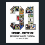 Spielernummer 31 FotoCollage des Senior Sports Tea Poster<br><div class="desc">Personalisierte Foto-Collage für Spieler Nummer 31. Dieses individuell gestaltbare Foto-Geschenk eignet sich hervorragend für Senioren, Sportveranstaltungen oder Geburtstagsgeschenke für Ihren Sportler. Es ist eine großartige Möglichkeit, wertvolle Momente und Erinnerungen aus ihren Sportspielen zu zeigen. Das Poster verfügt über eine Collage von Fotos und kann mit Namen, Schulmannschaften, Klassenjahr oder beliebigem...</div>