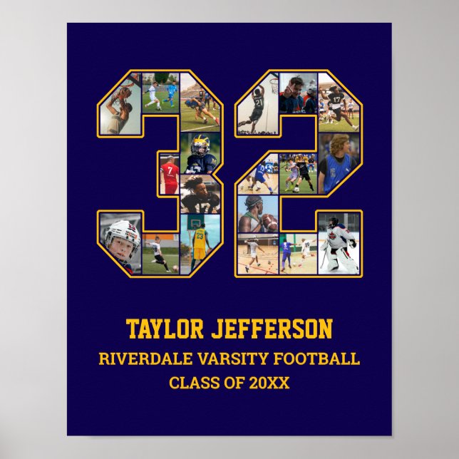 Spielernummer 32 Foto Collage des Senior Sports Te Poster (Vorne)