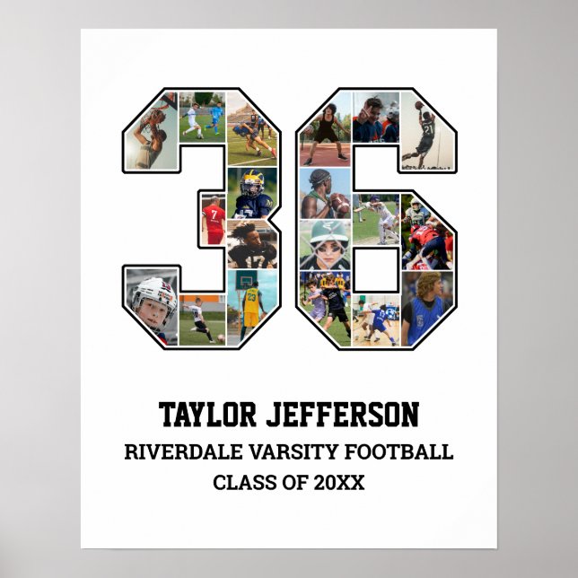 Spielernummer 36 Foto Collage des Senior Sports Te Poster (Vorne)