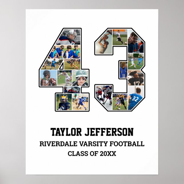 Spielernummer 43 Foto Collage des Senior Sports Te Poster (Vorne)