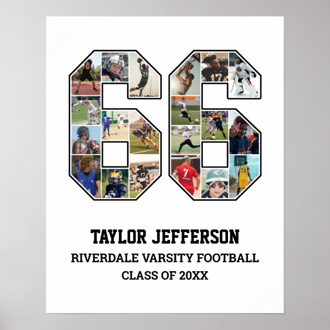 Spielernummer 66 Foto-Collage des Senior Sports Te Poster (Vorne)