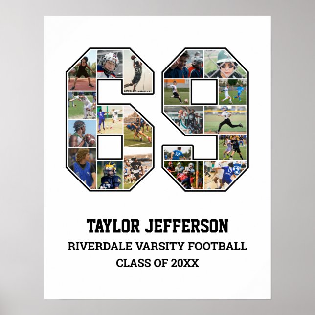Spielernummer 69 Foto-Collage des Senior Sports Te Poster (Vorne)