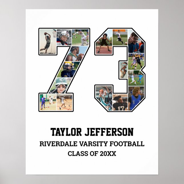 Spielernummer 73 FotoCollage des Senior Sports Tea Poster (Vorne)
