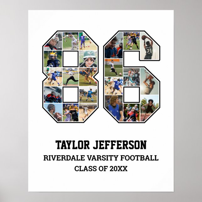 Spielernummer 86 Foto Collage des Senior Sports Te Poster (Vorne)