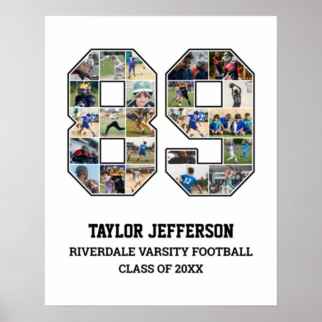Spielernummer 89 Foto-Collage des Senior Sports Te Poster (Vorne)