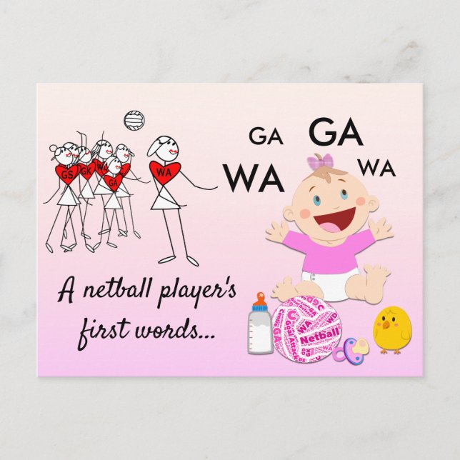 Spielerpositionen als lustiges Netball-Zitat Postkarte (Vorderseite)