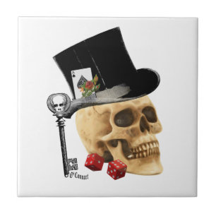 Spielerschädel-Tätowierungsentwurf der Fantasie Fliese