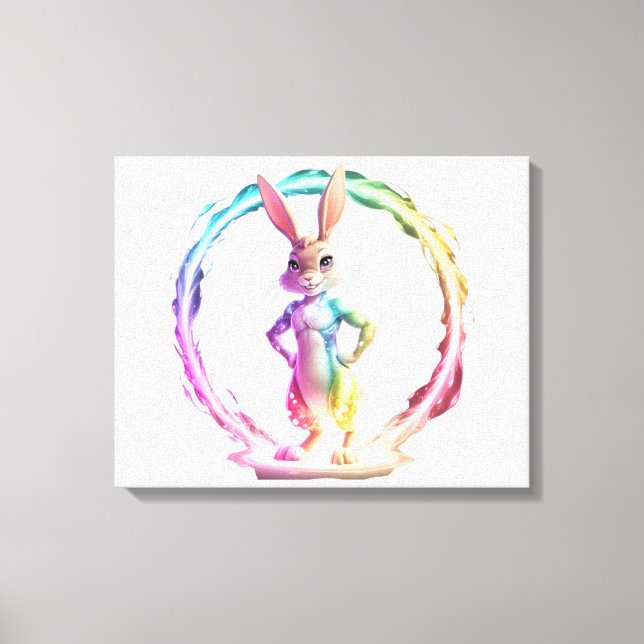 Spielful Bunny Bliss Leinwanddruck (Vorderseite)