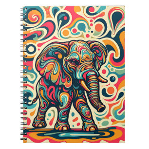 Spielgeist-Elefant – Abstrakte Farbwirbel-Kunst Notizblock
