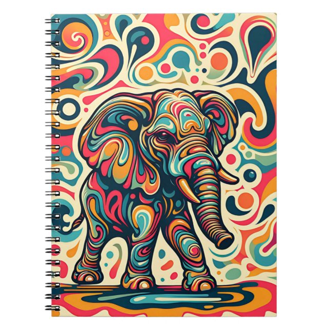 Spielgeist-Elefant – Abstrakte Farbwirbel-Kunst Notizblock (Vorderseite)