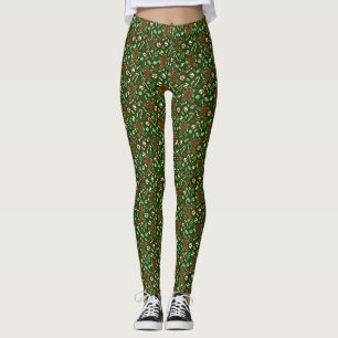 Spielgrünes Festliches Lebkuchenbonbon-Muster Leggings