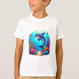 Spielhafter Delfin im lebendigen Korallenriff T-Shirt