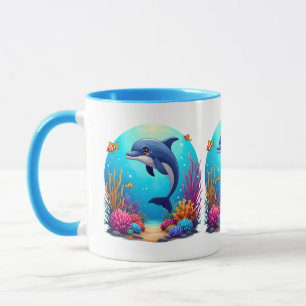 Spielhafter Delfin im lebendigen Korallenriff Tasse