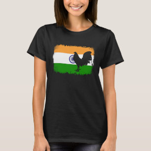 Spielhuhn vintage Indien indische Flagge Hahn Game T-Shirt