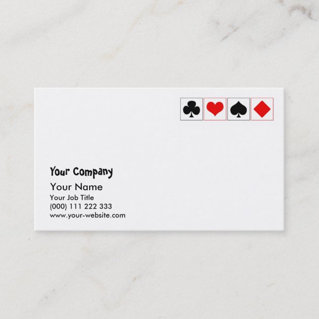 Spielkarte-Anzüge Visitenkarte (Vorderseite)
