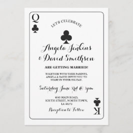 Spielkarte-As-Schwarzes Hochzeits-König-Queen Einladung