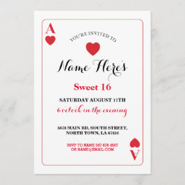 Spielkarte-Asvegas-Geburtstags-Party des Bonbon-16 Einladung