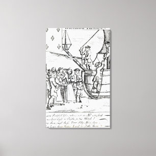 Spielkarte, die das Immigrantankommen darstellt Leinwanddruck