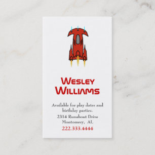 Spielkarte für das Red Space Ship Telefonnummerkarte