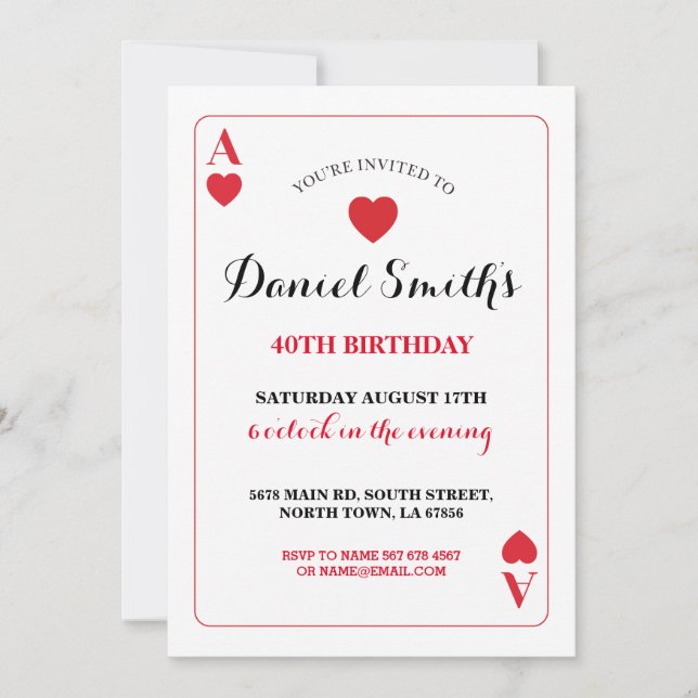 Spielkarte Geburtstag Ace Vegas laden jedes Alter  Einladung (Vorderseite)