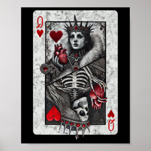 Spielkarte Königin Der Herzen Tod Skelett Hallowee Poster