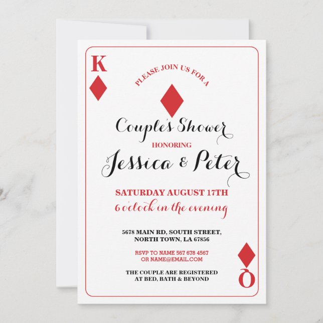 Spielkarte verbindet König Queen Las Vegas Einladung (Vorderseite)